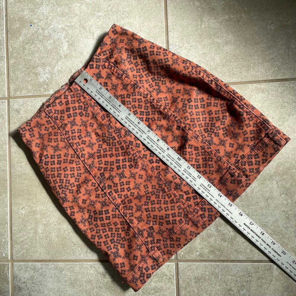 Free People Boho Geometric Stretch Mini Skirt Rust / Black Seamed sz 0 - Picture 9 of 9
